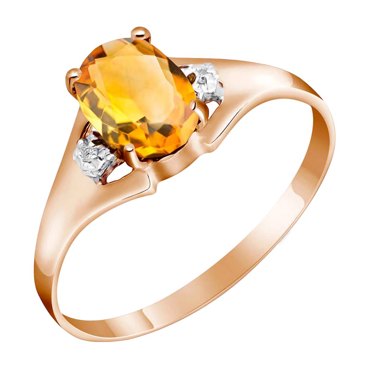 0.76 Carat 14K Solid Rose Gold Brilliance Citrine Diamond Ring