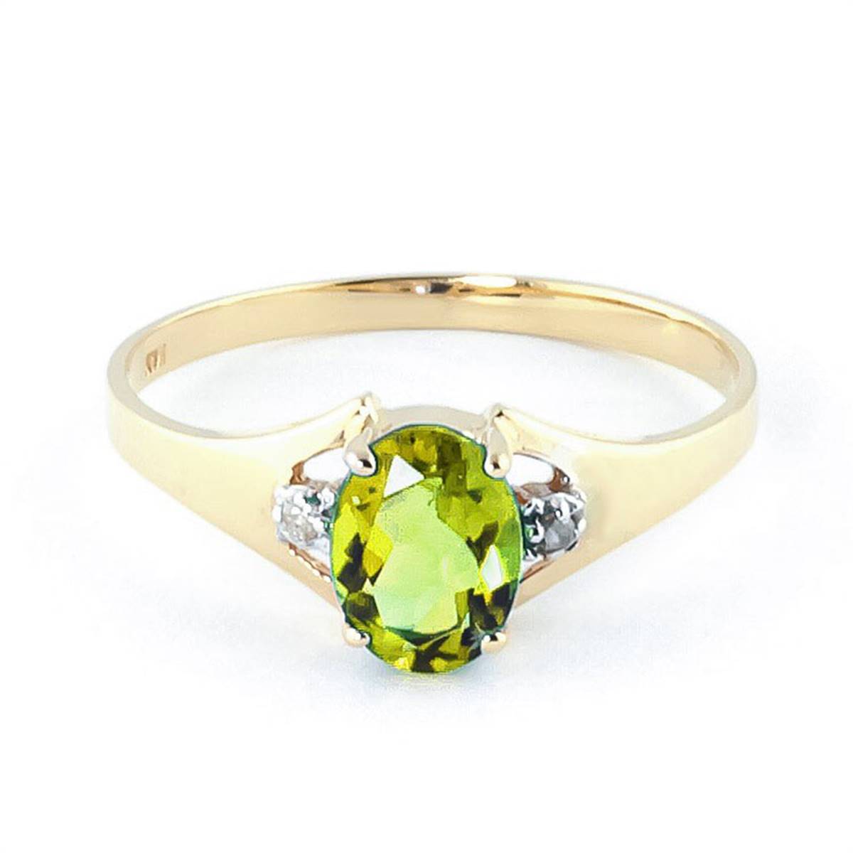 0.76 Carat 14K Solid Yellow Gold Motions Of Love Peridot Diamond Ring
