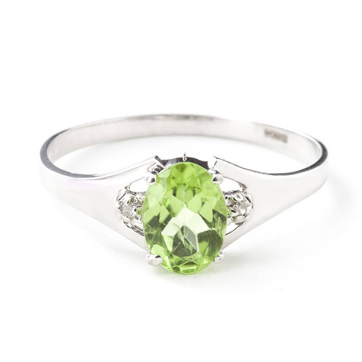 0.76 Carat 14K Solid White Gold Stands For Something Peridot Diamond Ring