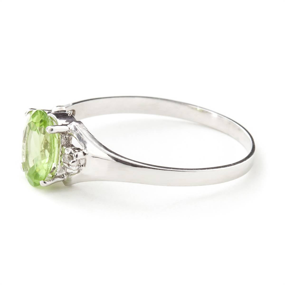 0.76 Carat 14K Solid White Gold Stands For Something Peridot Diamond Ring