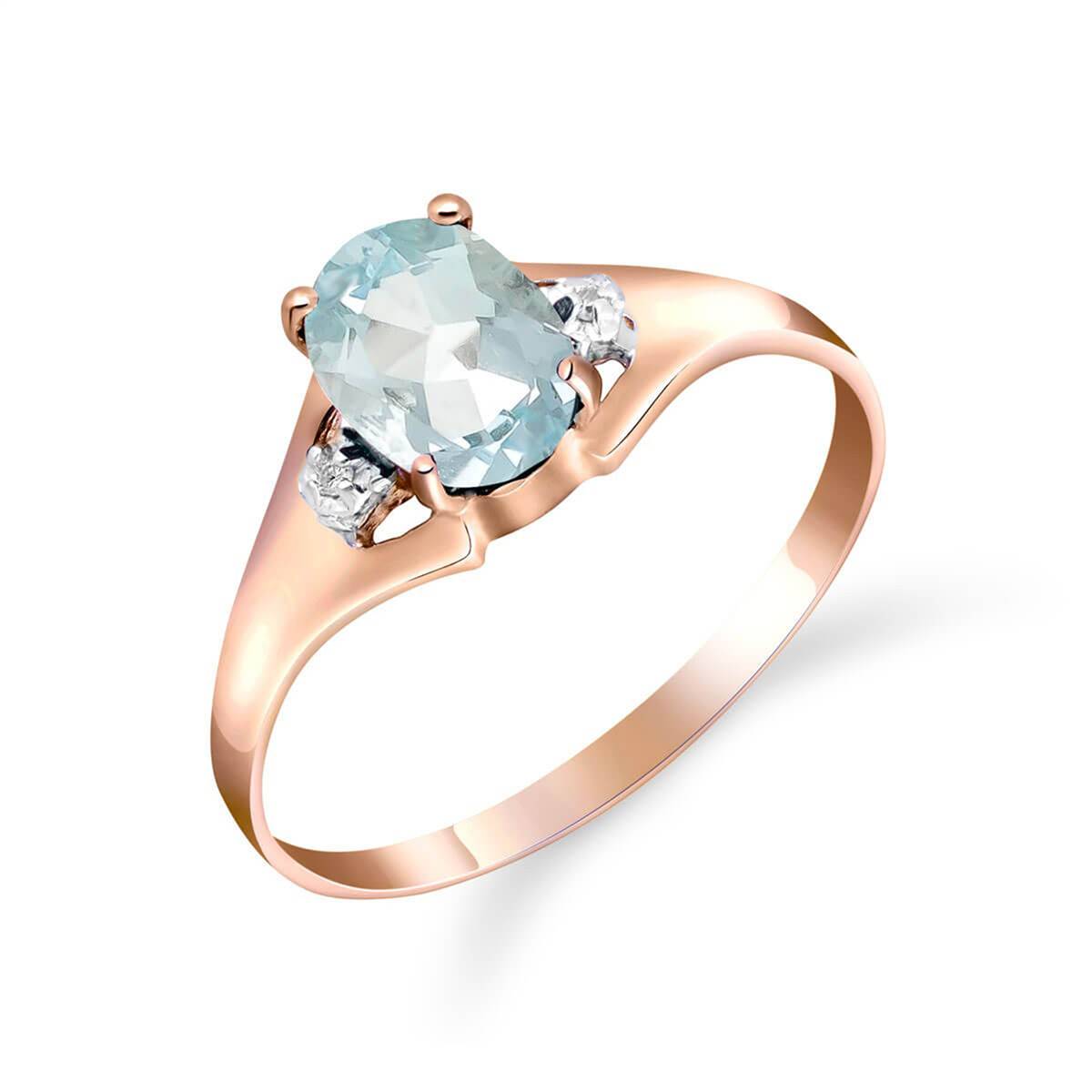 0.76 Carat 14K Solid Rose Gold Brilliance Aquamarine Diamond Ring