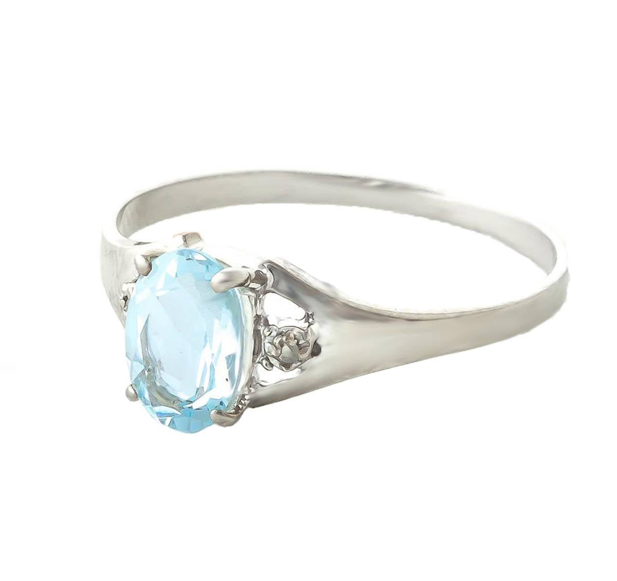 0.76 Carat 14K Solid White Gold Night Is Young Aquamarine Diamond Ring