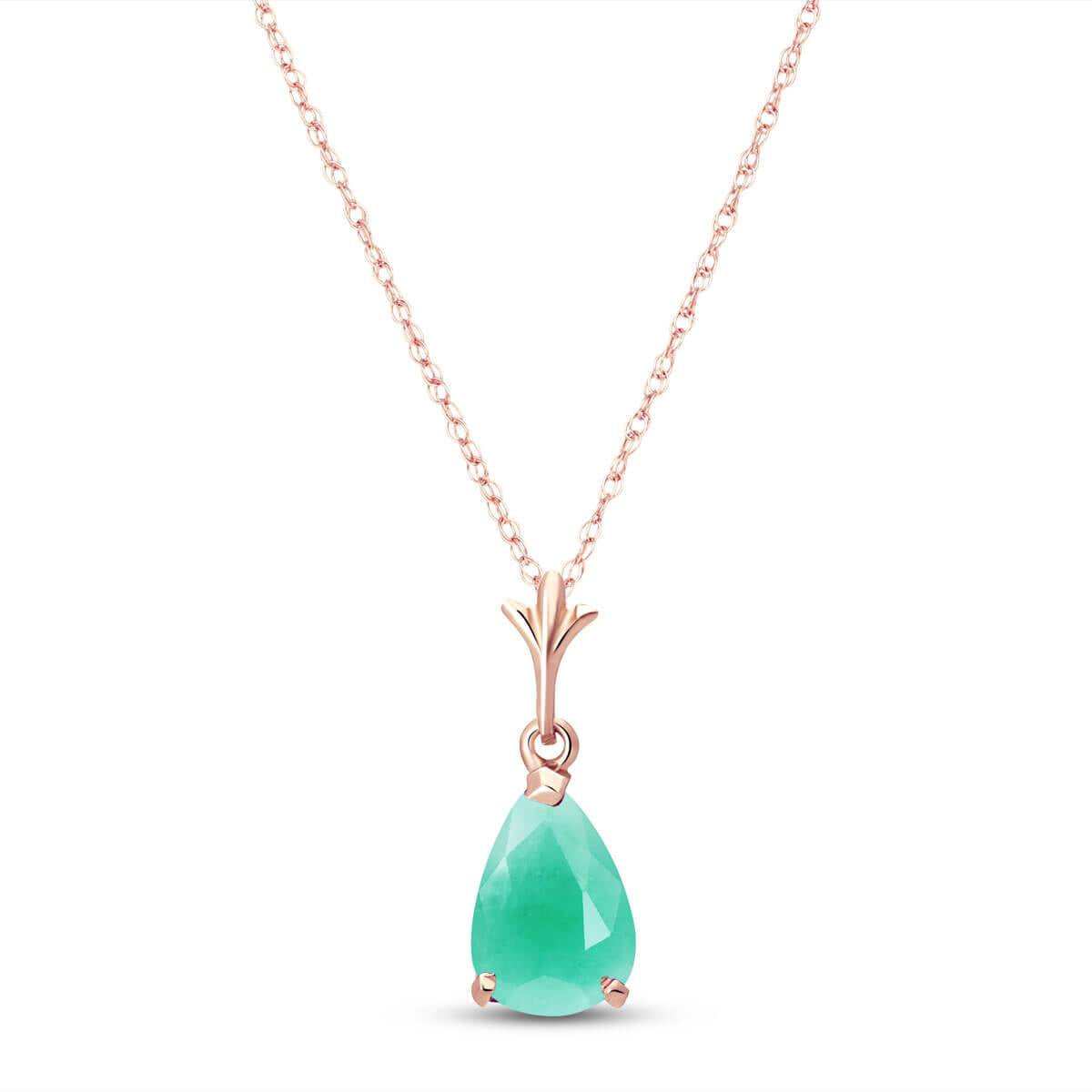 1 Carat 14K Solid Rose Gold Pear Emerald Necklace