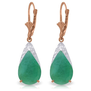 14K. ROSE GOLD LEVERBACK EARRING WITH NATURAL EMERALDS