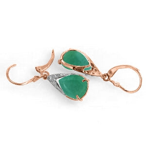 14K. ROSE GOLD LEVERBACK EARRING WITH NATURAL EMERALDS