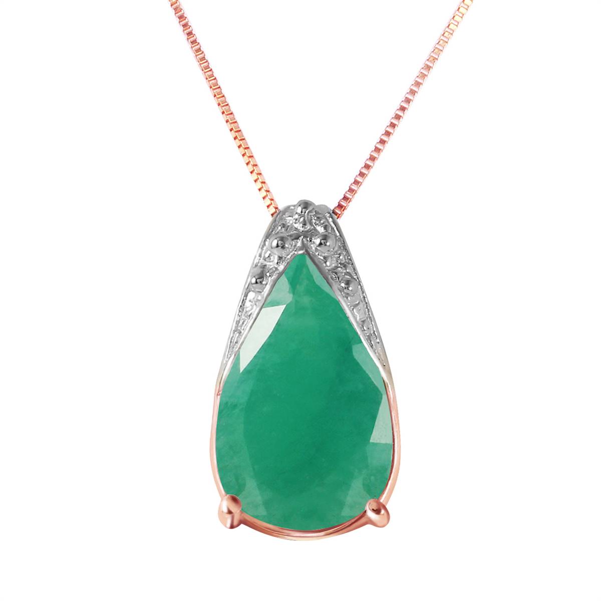 3.5 Carat 14K Solid Rose Gold World Without You Emerald Necklace