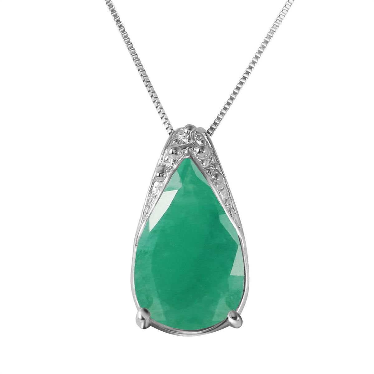 3.5 Carat 14K Solid White Gold World Without You Emerald Necklace