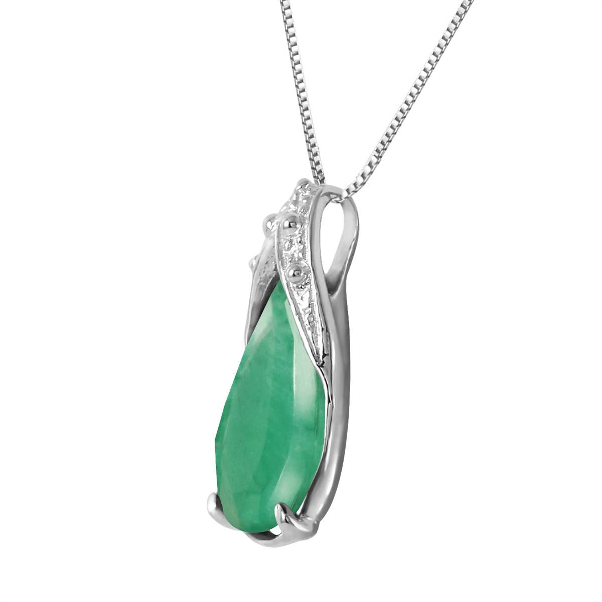 3.5 Carat 14K Solid White Gold World Without You Emerald Necklace