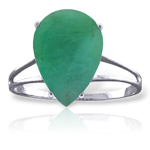 14K Solid White Gold Ring w/ Natural Emerald