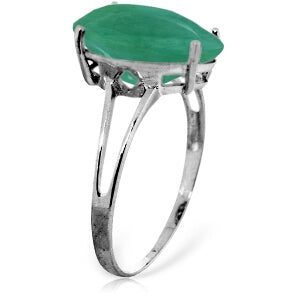 14K Solid White Gold Ring w/ Natural Emerald
