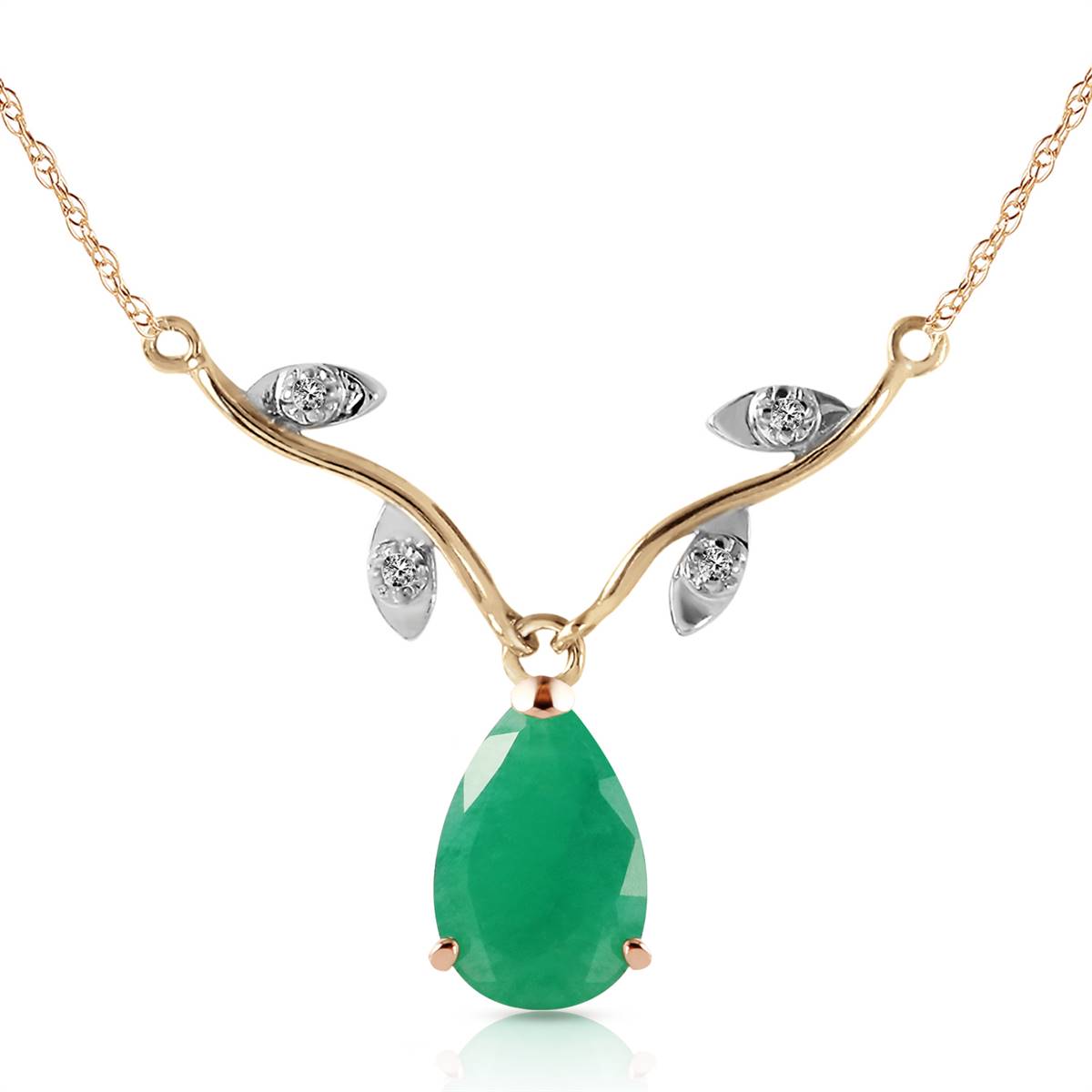1.02 Carat 14K Solid Yellow Gold Tonight And Always Emerald Diamond Necklace