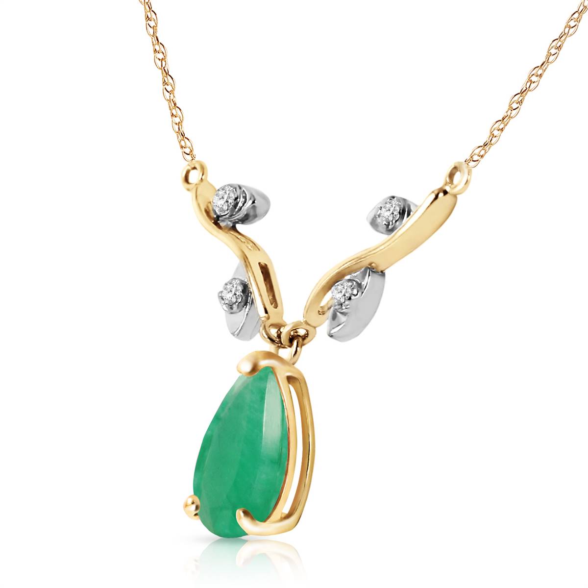 1.02 Carat 14K Solid Yellow Gold Tonight And Always Emerald Diamond Necklace