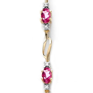 3.39 Carat 14K Solid Yellow Gold Tennis Bracelet Pink Topaz Diamond