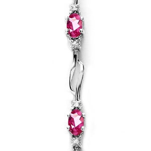 3.39 Carat 14K Solid White Gold Tennis Bracelet Pink Topaz Diamond