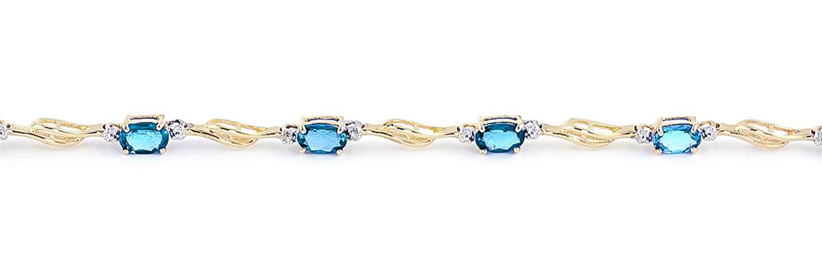 3.39 Carat 14K Solid Yellow Gold Radically Different Blue Topaz Diamond Bracelet