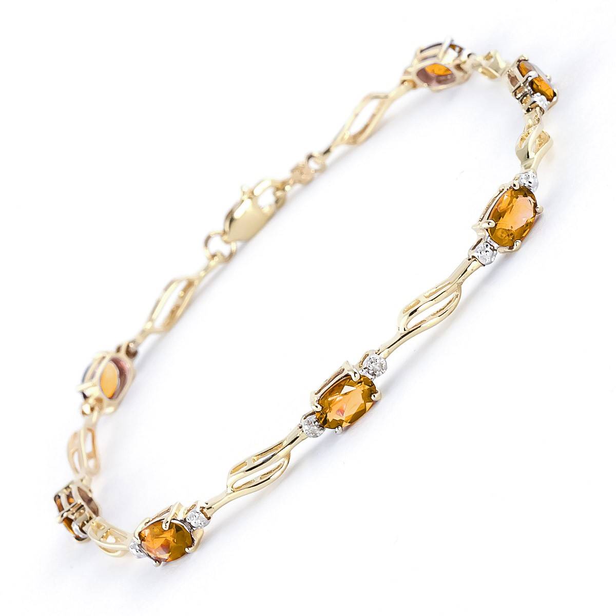 3.39 Carat 14K Solid Yellow Gold From This Perspective Citrine Diamond Bracelet