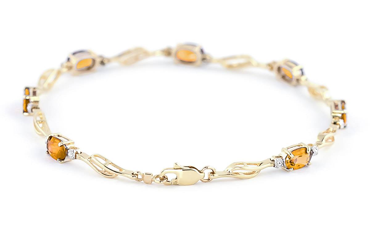 3.39 Carat 14K Solid Yellow Gold From This Perspective Citrine Diamond Bracelet