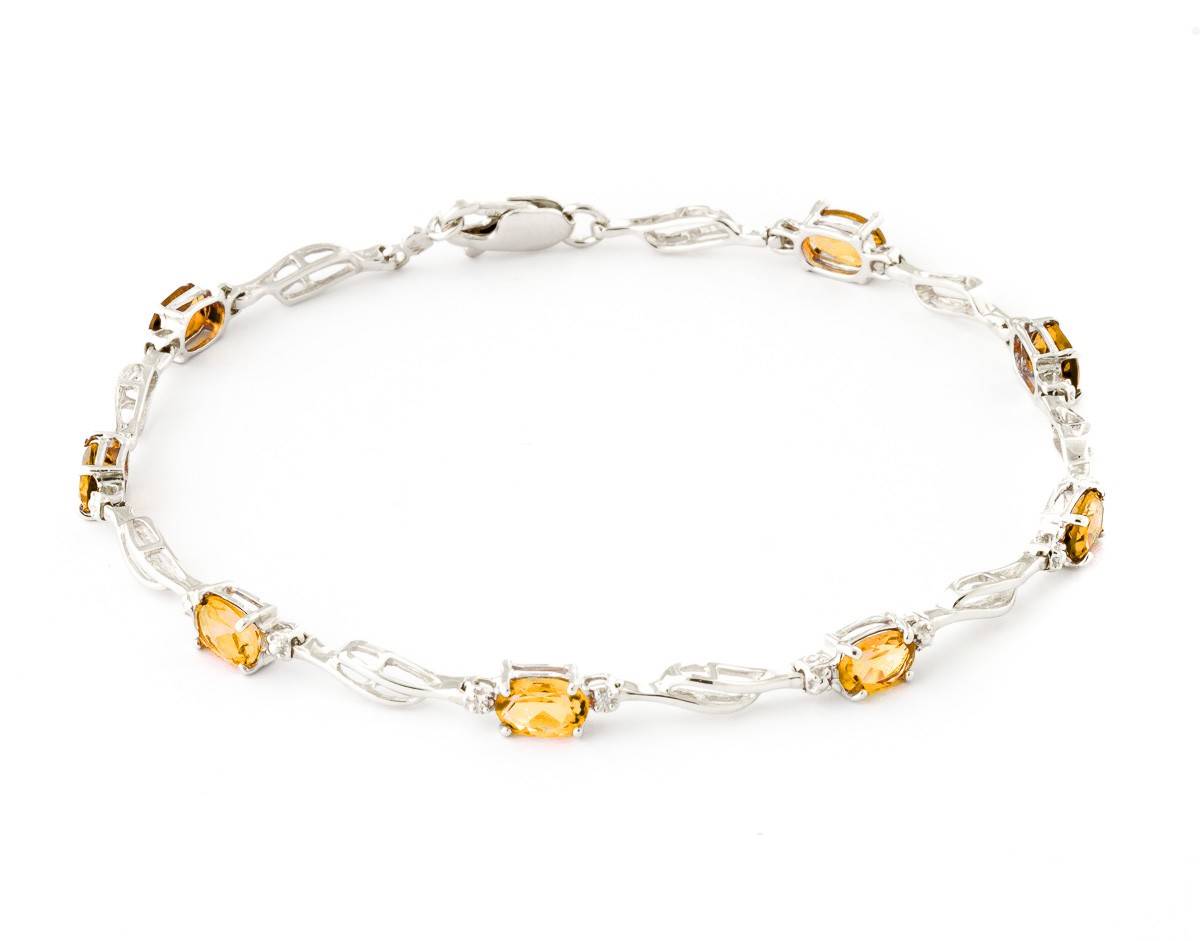 3.39 Carat 14K Solid White Gold Flaunt Your Success Citrine Diamond Bracelet