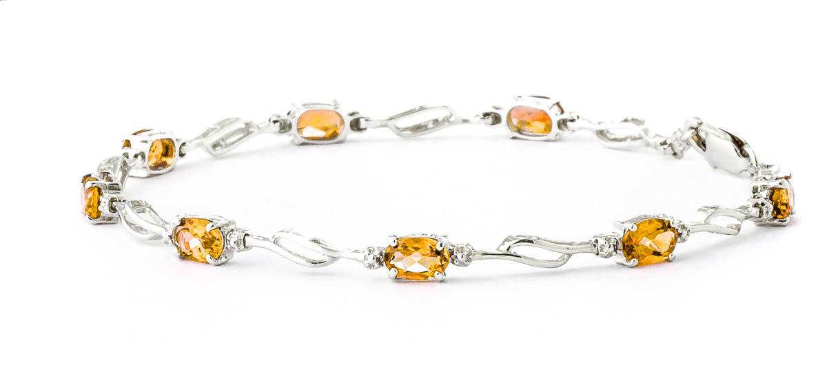 3.39 Carat 14K Solid White Gold Flaunt Your Success Citrine Diamond Bracelet