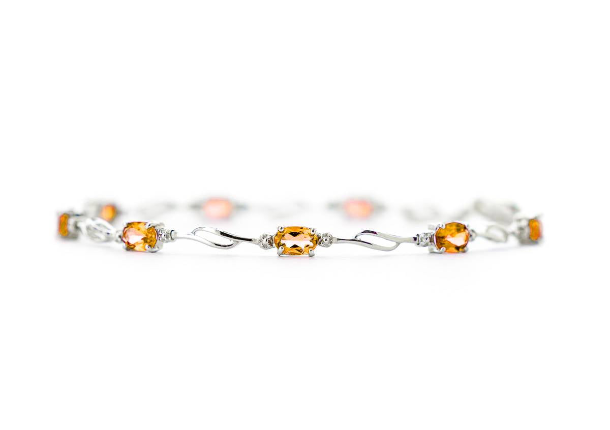 3.39 Carat 14K Solid White Gold Flaunt Your Success Citrine Diamond Bracelet