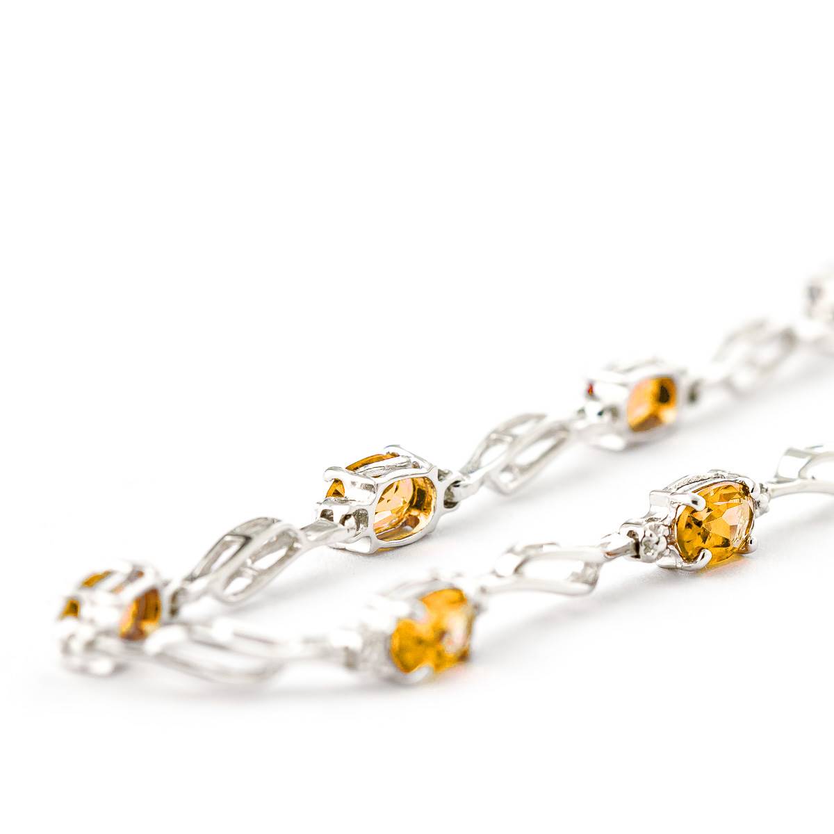 3.39 Carat 14K Solid White Gold Flaunt Your Success Citrine Diamond Bracelet