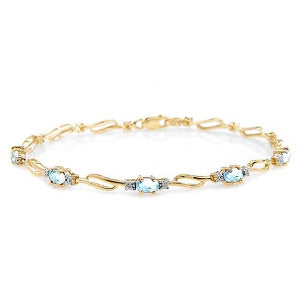 3.39 Carat 14K Solid Yellow Gold Love Is Free Aquamarine Diamond Bracelet