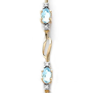 3.39 Carat 14K Solid Yellow Gold Love Is Free Aquamarine Diamond Bracelet