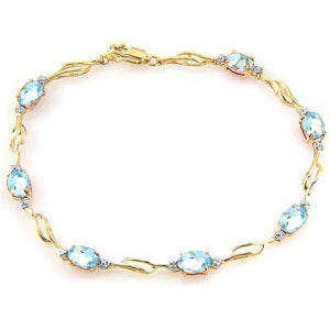 3.39 Carat 14K Solid Yellow Gold Love Is Free Aquamarine Diamond Bracelet