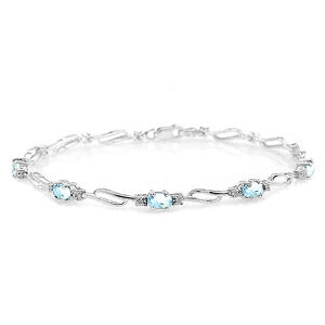 3.39 Carat 14K Solid White Gold Fair Share Aquamarine Diamond Bracelet