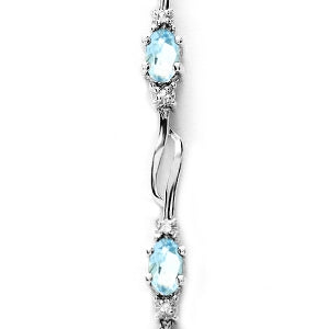 3.39 Carat 14K Solid White Gold Fair Share Aquamarine Diamond Bracelet