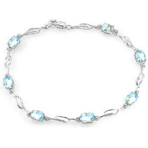 3.39 Carat 14K Solid White Gold Fair Share Aquamarine Diamond Bracelet