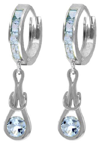 2.15 Carat 14K Solid Yellow Gold Love Knot Aquamarine Earrings