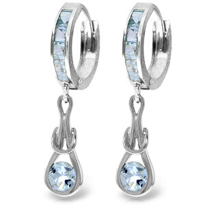 2.15 Carat 14K Solid White Gold Smell Of Your Skin Aquamarine Earrings