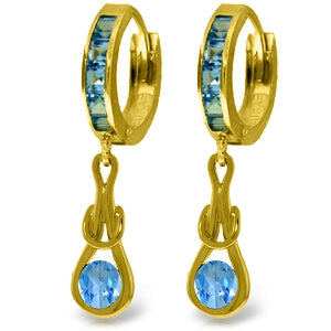 2.5 Carat 14K Solid Yellow Gold Love Knot Blue Topaz Earrings