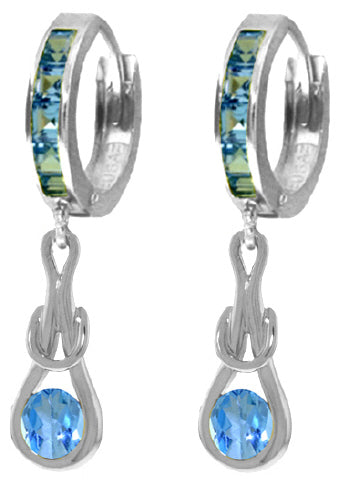 2.5 Carat 14K Solid Yellow Gold Love Knot Blue Topaz Earrings