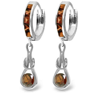 2.6 Carat 14K Solid White Gold Mapped By Waves Garnet Earrings