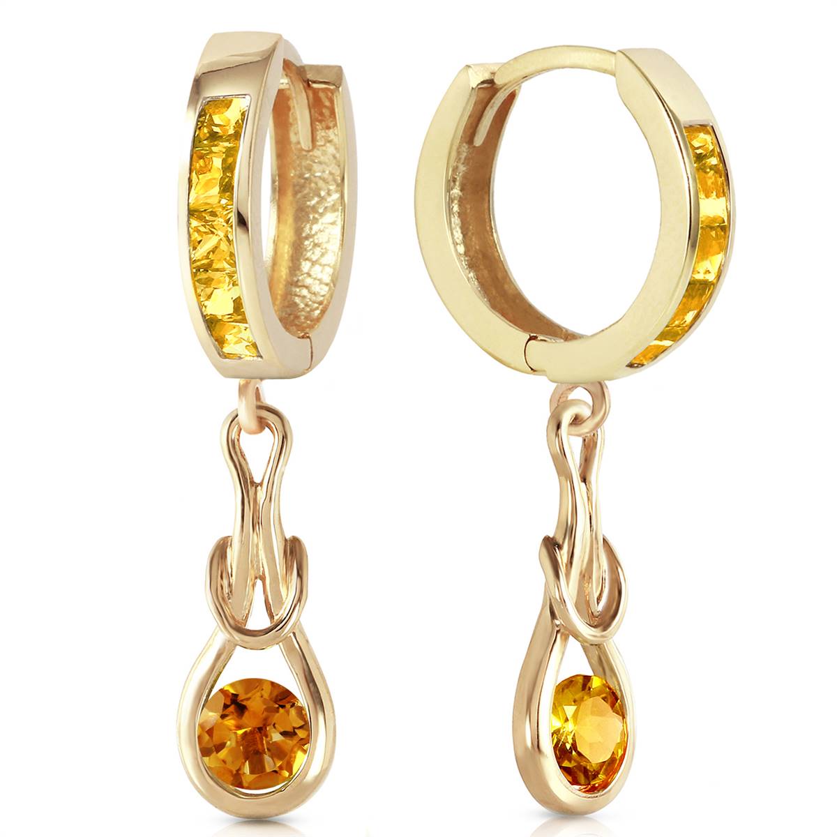 2 Carat 14K Solid Yellow Gold Love Knot Citrine Earrings