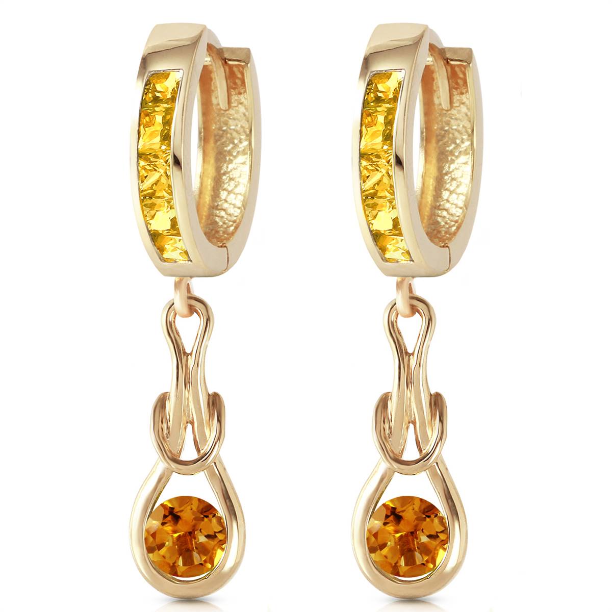 2 Carat 14K Solid Yellow Gold Love Knot Citrine Earrings