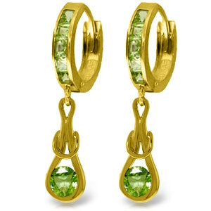 2.3 Carat 14K Solid Yellow Gold Love Knot Peridot Earrings