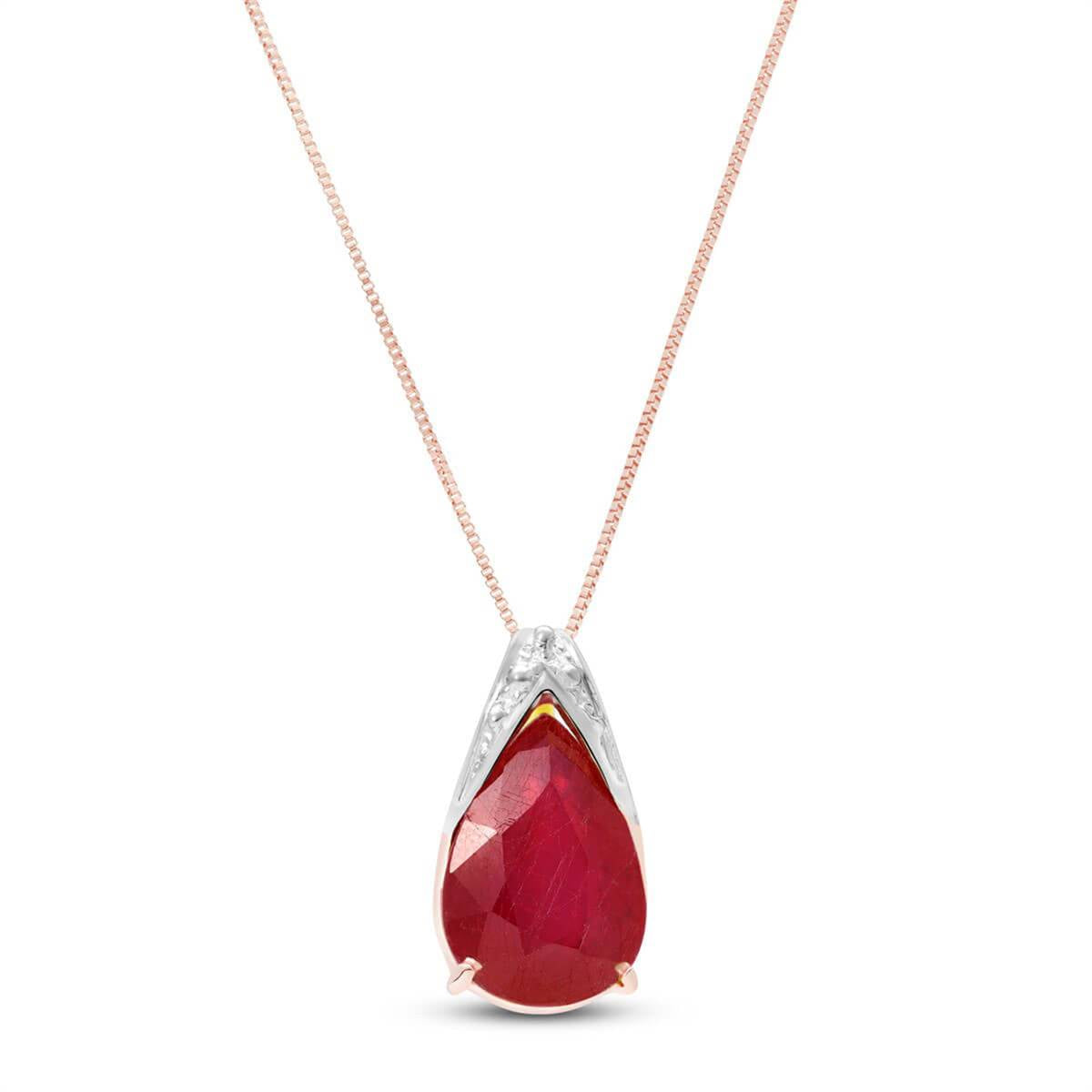 5 Carat 14K Solid Rose Gold Necklace Ruby