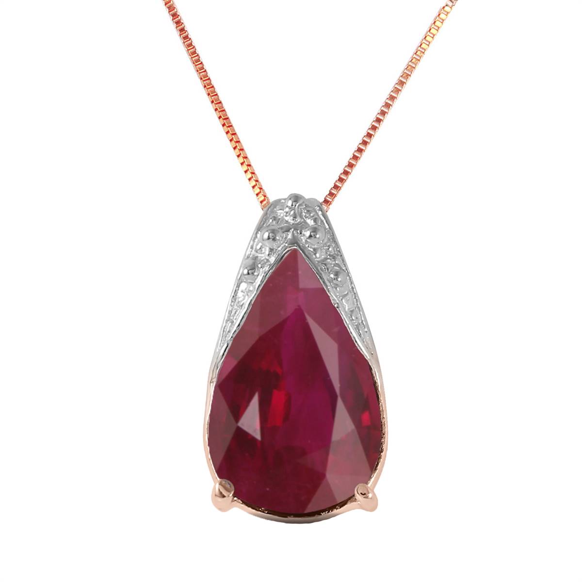 5 Carat 14K Solid Rose Gold Necklace Ruby