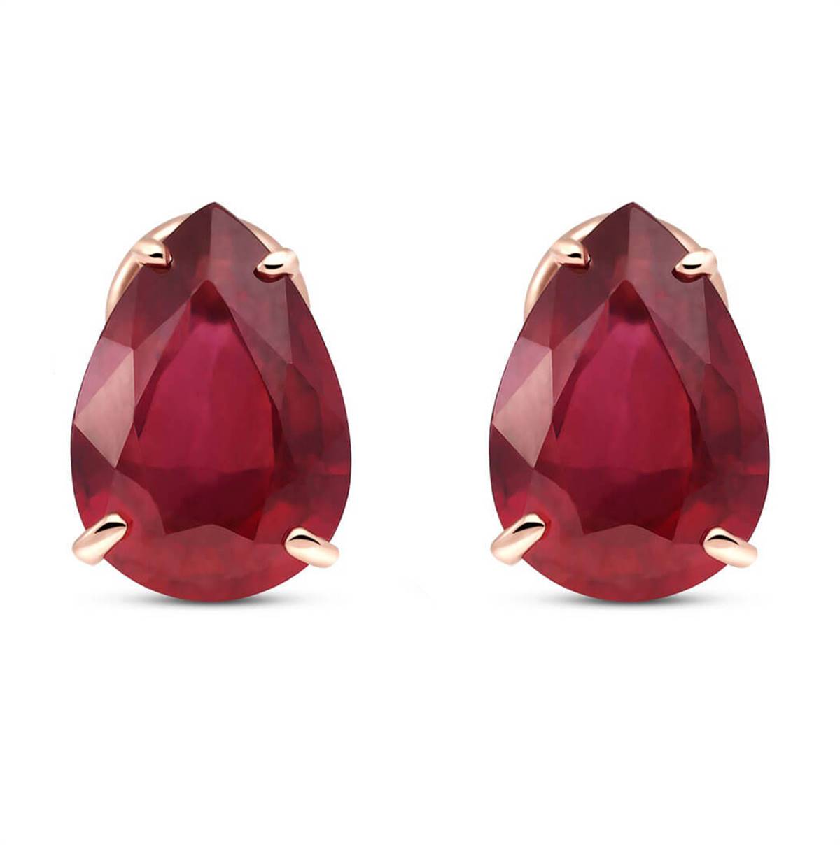 14K Solid Rose Gold French Clips Natural Ruby Earrings Certified