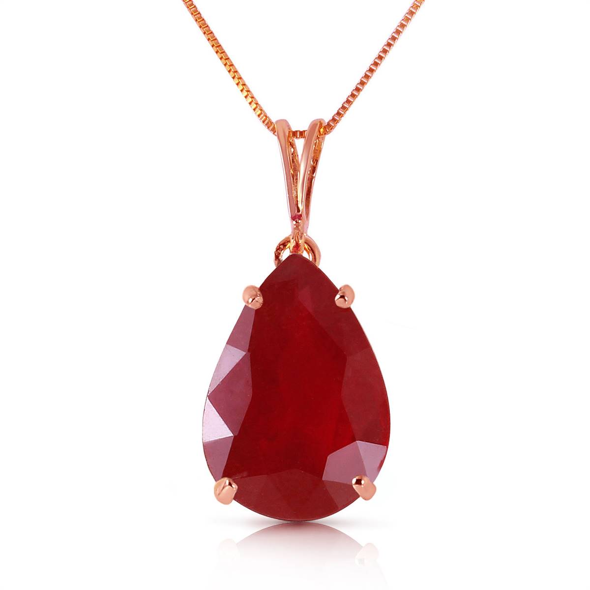 5 Carat 14K Solid Rose Gold Teardrop Ruby Necklace