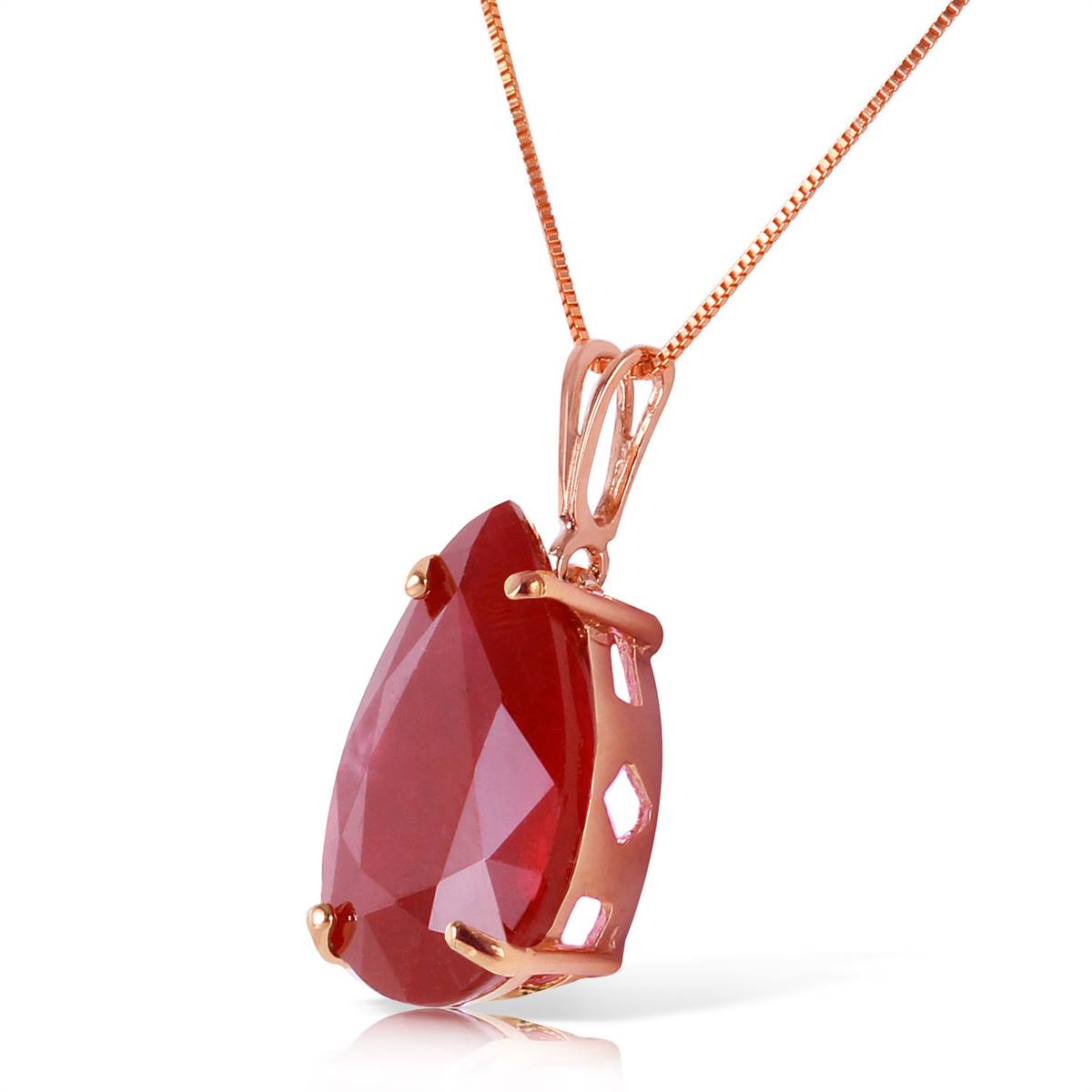 5 Carat 14K Solid Rose Gold Teardrop Ruby Necklace