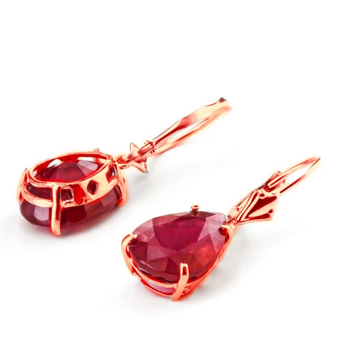 14K Solid Rose Gold Leverback Earrings Ruby Jewelry Genuine Royal