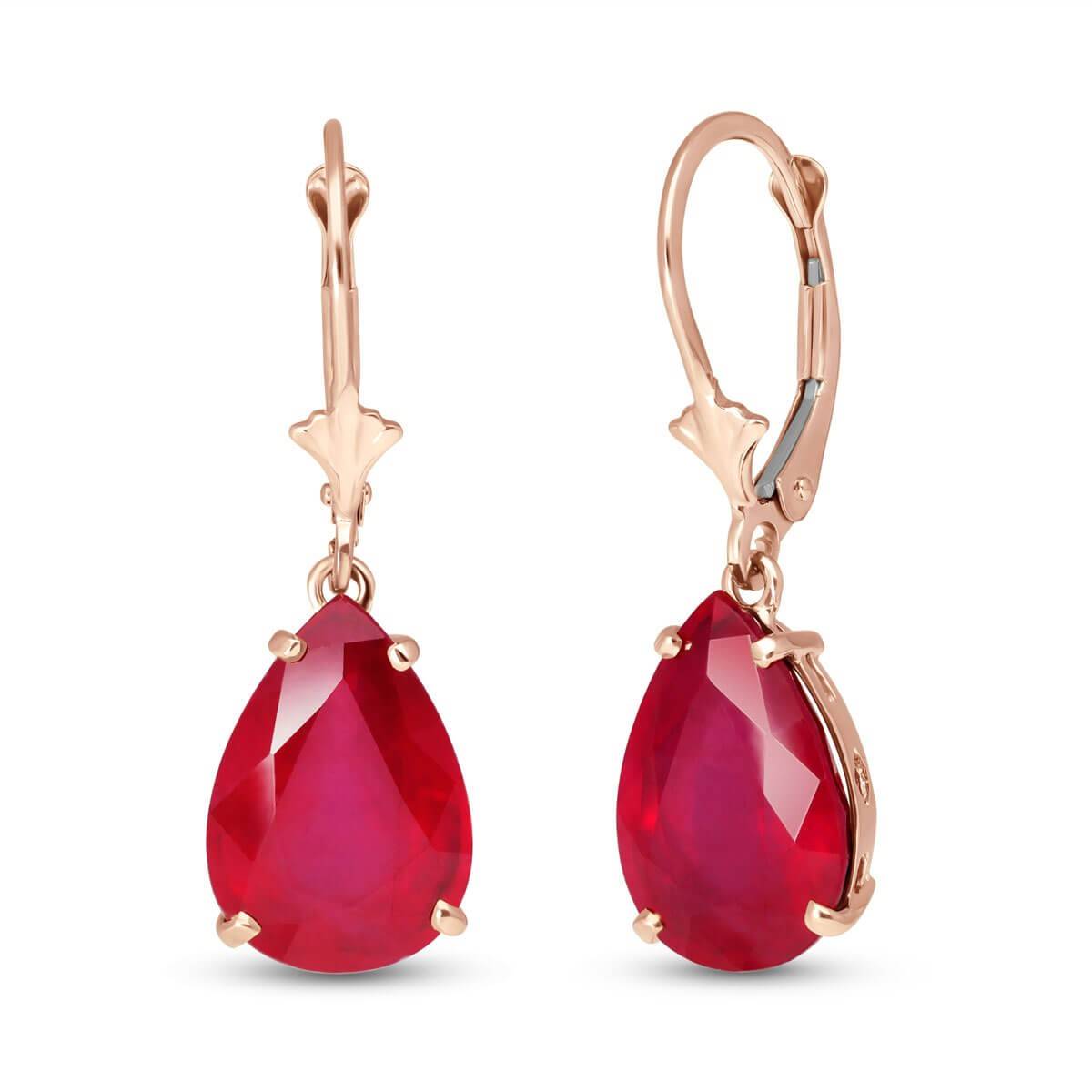 14K Solid Rose Gold Leverback Earrings Ruby Jewelry Genuine Royal