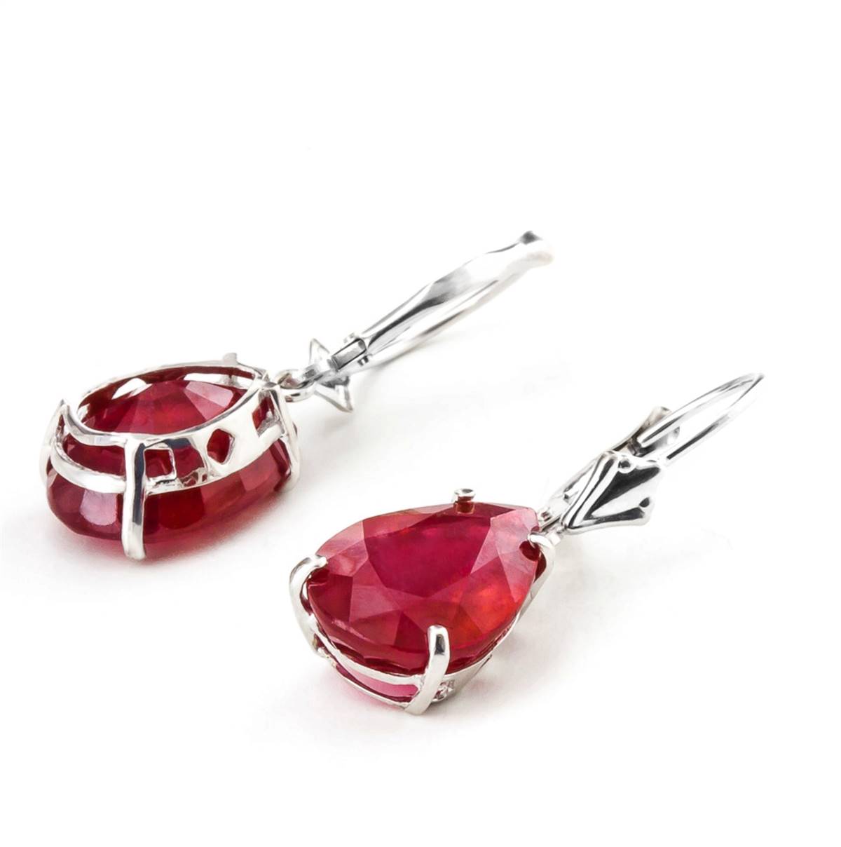 10 Carat 14K Solid White Gold Lady In Red Ruby Earrings