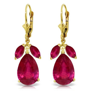 11 Carat 14K Solid Yellow Gold Tulip Bow Ruby Earrings