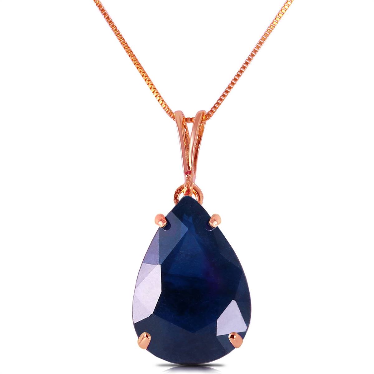 4.65 Carat 14K Solid Rose Gold Teardrop Sapphire Necklace