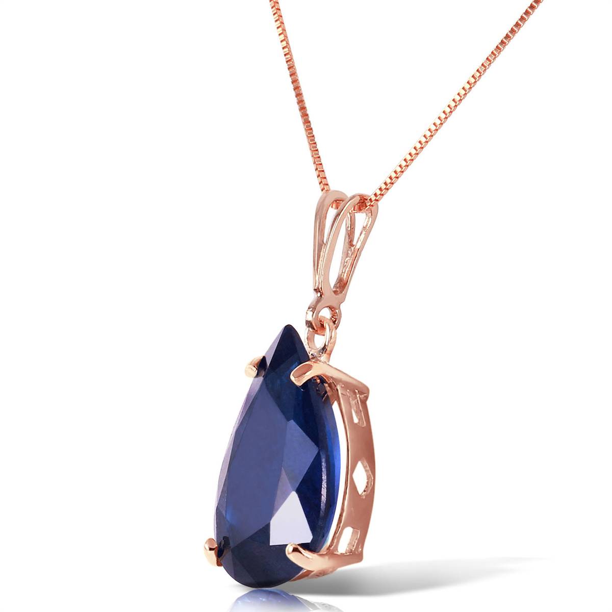 4.65 Carat 14K Solid Rose Gold Teardrop Sapphire Necklace